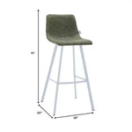 Sgabello da bar LeisureMod Elland 35 in pelle imbottita con base bianca in acciaio inossidabile - Sgabello moderno ad altezza bancone per cucina, bar e pub