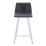 Sgabello da bar LeisureMod Elland 35 in pelle imbottita con base bianca in acciaio inossidabile - Sgabello moderno ad altezza bancone per cucina, bar e pub