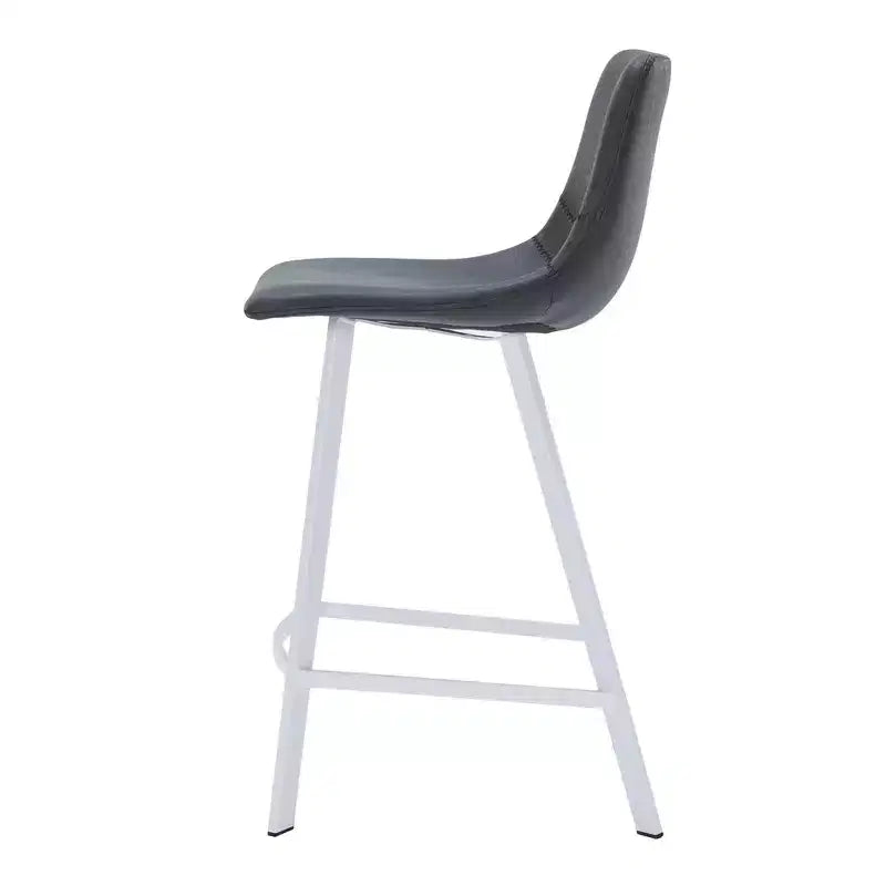 Sgabello da bar LeisureMod Elland 35 in pelle imbottita con base bianca in acciaio inossidabile - Sgabello moderno ad altezza bancone per cucina, bar e pub
