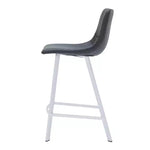 Sgabello da bar LeisureMod Elland 35 in pelle imbottita con base bianca in acciaio inossidabile - Sgabello moderno ad altezza bancone per cucina, bar e pub