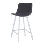 Sgabello da bar LeisureMod Elland 35 in pelle imbottita con base bianca in acciaio inossidabile - Sgabello moderno ad altezza bancone per cucina, bar e pub