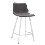 Sgabello da bar LeisureMod Elland 35 in pelle imbottita con base bianca in acciaio inossidabile - Sgabello moderno ad altezza bancone per cucina, bar e pub