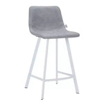 Sgabello da bar LeisureMod Elland 35 in pelle imbottita con base bianca in acciaio inossidabile - Sgabello moderno ad altezza bancone per cucina, bar e pub