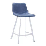 Sgabello da bar LeisureMod Elland 35 in pelle imbottita con base bianca in acciaio inossidabile - Sgabello moderno ad altezza bancone per cucina, bar e pub